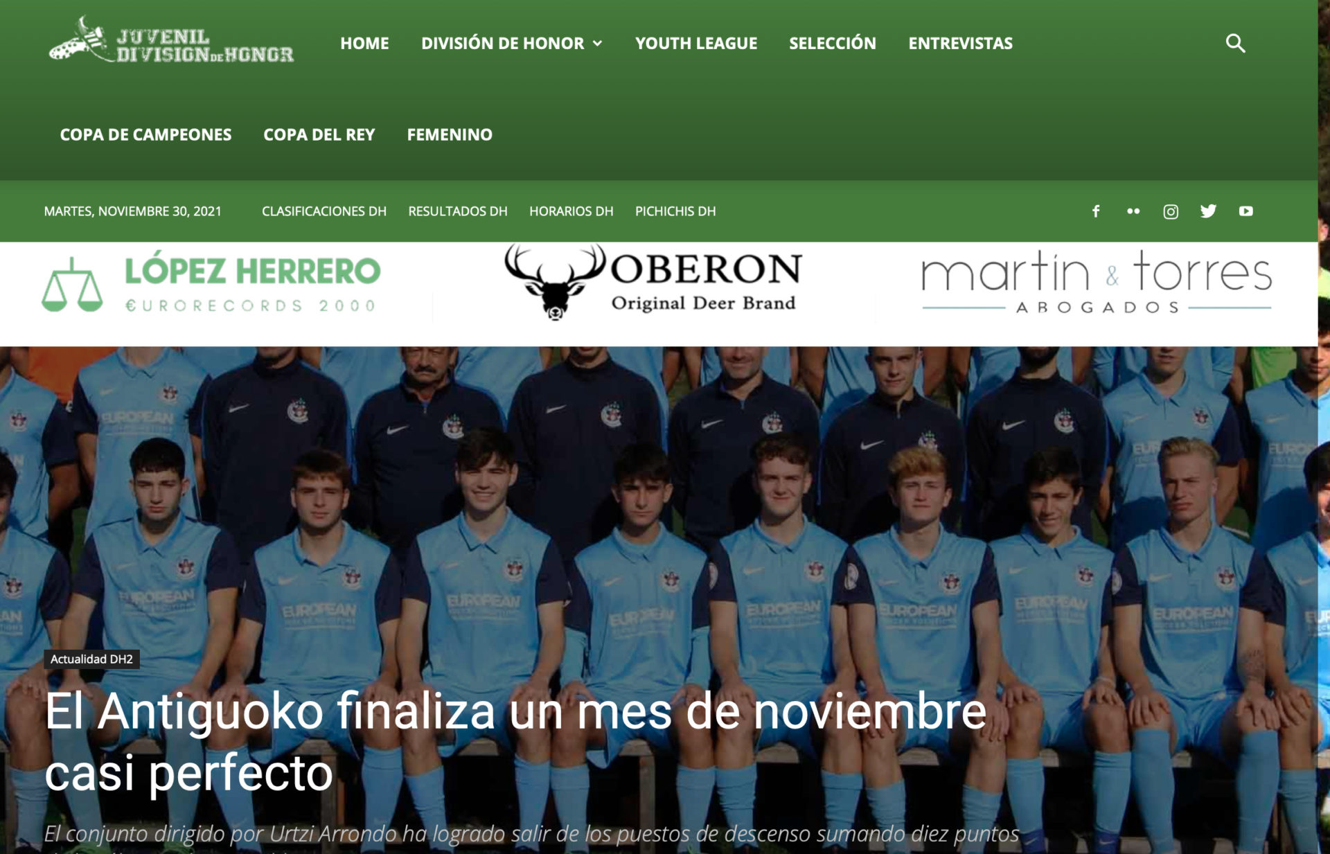 NOTA DE PRENSA |  JUVENIL DIVISION HONOR