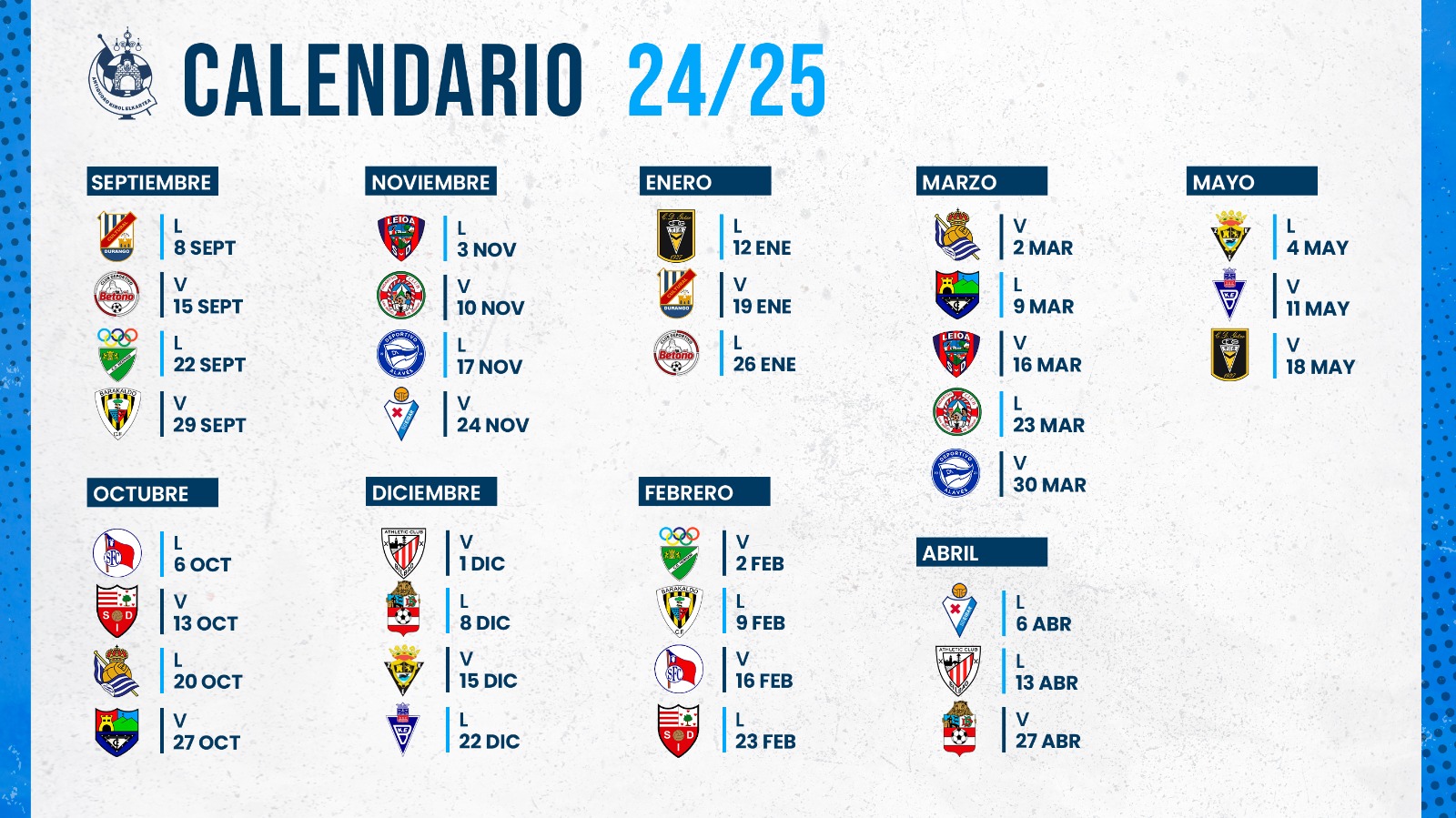 Calendario Juvenil Nacional 24/25