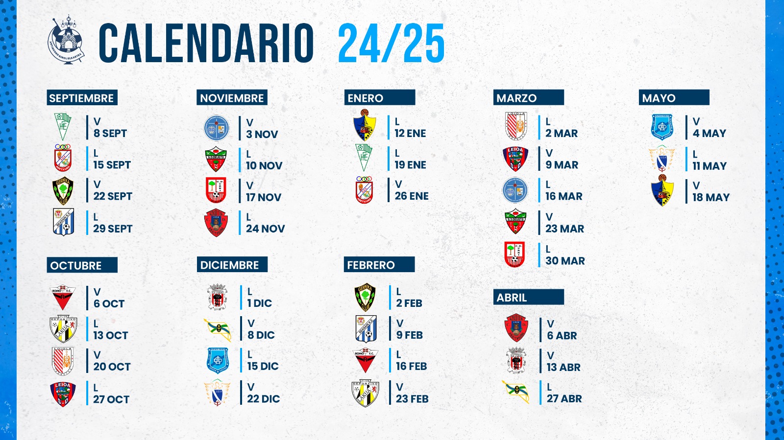 Definidos los calendarios del Juvenil C y Cadete A