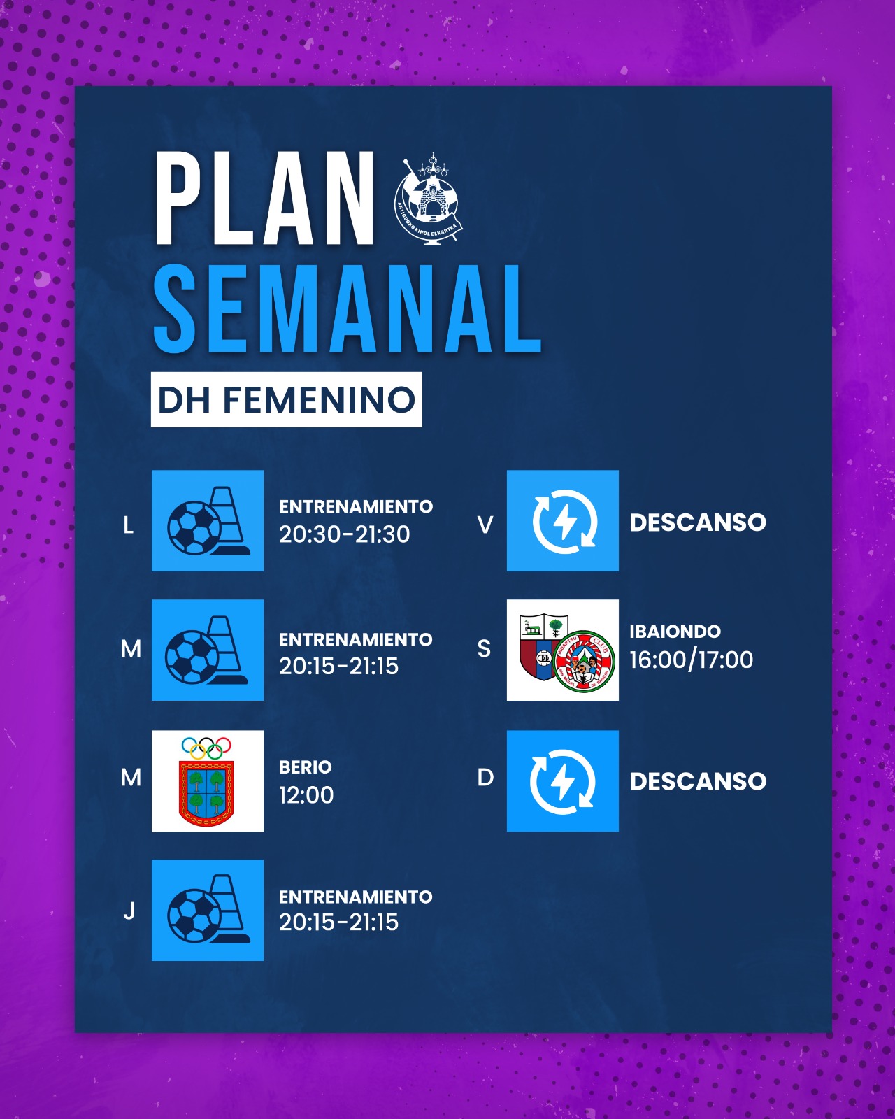 El equipo de Endika Morales tiene previsto el siguiente plan de trabajo hasta el día 8 de septiembre